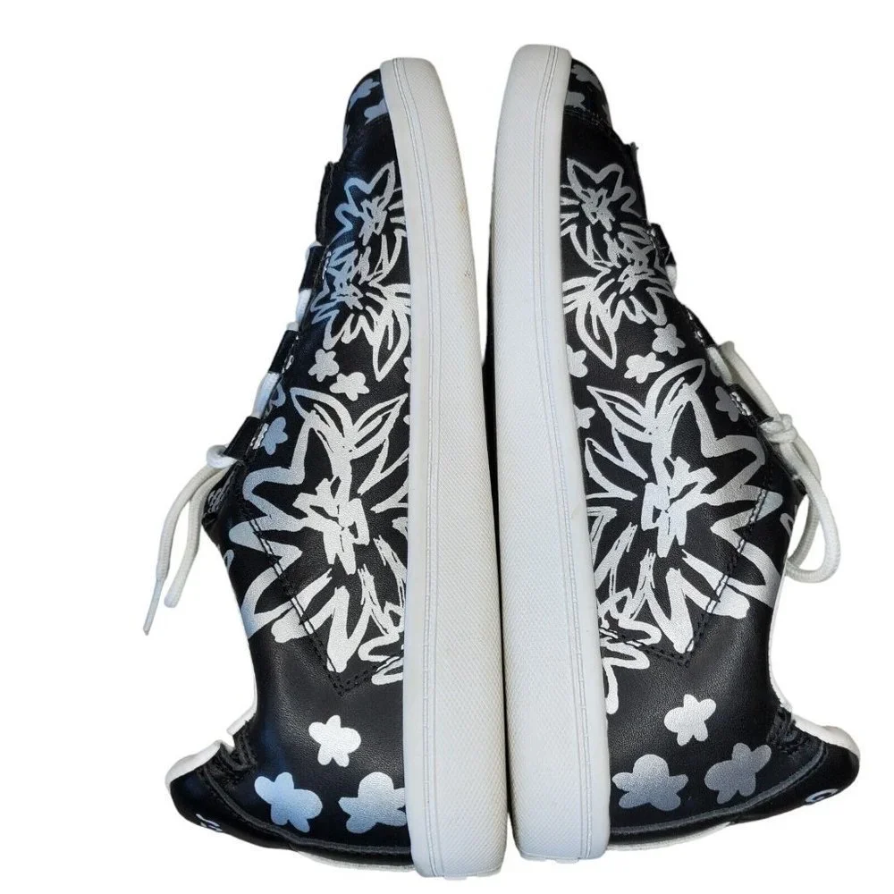 Goats Size 9‎ Sharpie Marker black Silver Leather Laceup Fashion Sneakers Slipon
